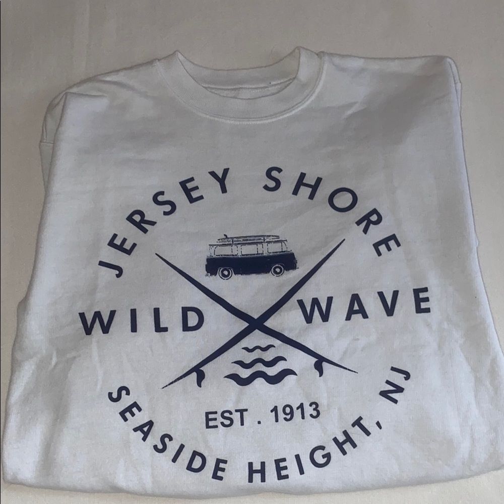 White Jersey Shore Graphic Sweatshirt